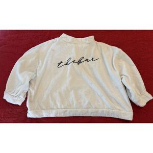 The Bar Terry High Neck Signature Boxy Looped Terry Top Hip Length 3XL FLAW?